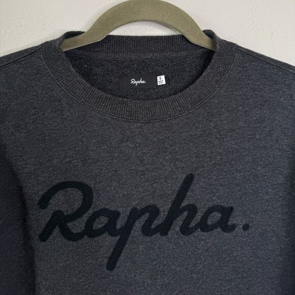 Rapha Sweatshirt Mens Sz S Gray Fleece Lined Spell Out Logo Crew Neck Cycling - Picture 3 of 6